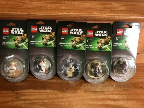 Lego Star Wars Magnet Set of 5 Luke / Solo / Leia / Chewbacca / Kenobi