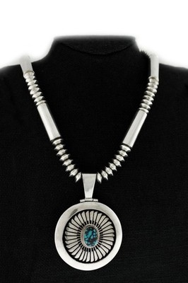Old Pawn Navajo Native American Sterling Silver Bench Bead Reversible Necklace