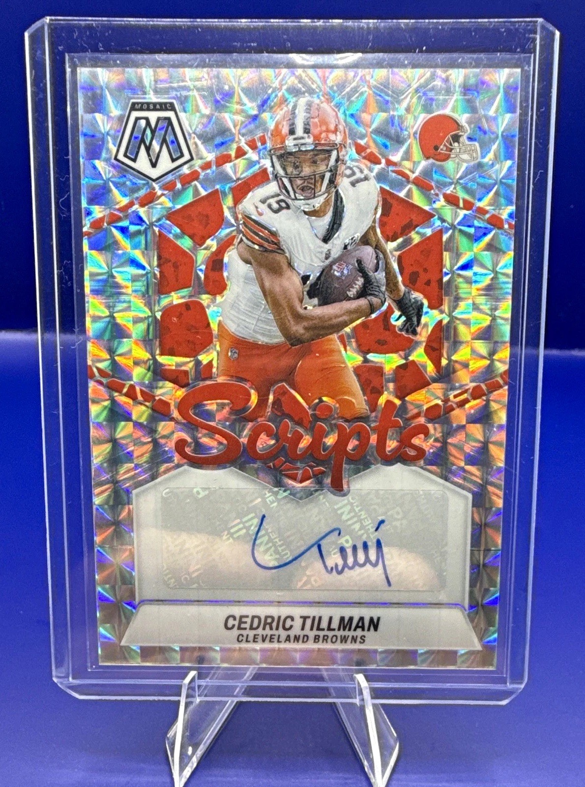Panini 2024 Mosaic Scripts Cedric Tillman #SC-CTI Mosaic Prizm Auto Browns