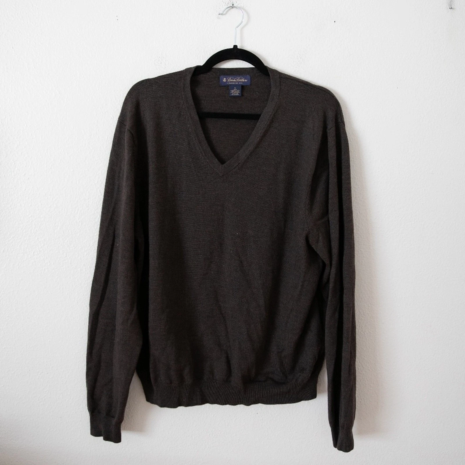 Brooks Brothers Fine Merino Wool V-Neck Sweater