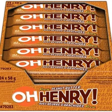 24 X OH HENRY! Chocolatey Candy Bars with Peanut Butter 58g Each -Free Shipping
