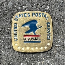 Vintage 70s U.S. Mail Heavy Solid Brass Belt Buckle Color Eagle USPS Logo