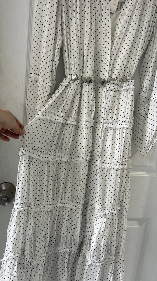 全新 Anthropologie 长袖缩褶分层长裙 尺寸 S nwt — 第 2/4 张图片