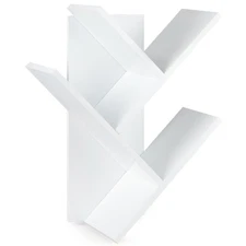 3-Tier Wall Mounted Book Organizer - White Pine Wood Book Tree for Bedroom