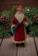 Miniature Santa Claus Christmas Figurine Painted Resin Rustic Holiday Decor
