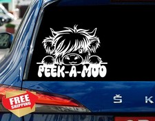 Peeking Cow Car Decal Cute Farm Animal Sticker Truck Van SUV Laptop