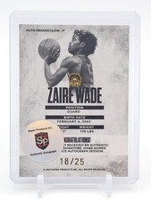 ZAIRE WADE 2021 SUPER GLOW ORANGE GLOW 1ST EVER ROOKIE AUTO /25 Q5194