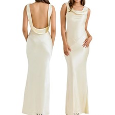 House of CB Safaira Cowl Neck Satin Gown YellowMaxi Dress Size L
