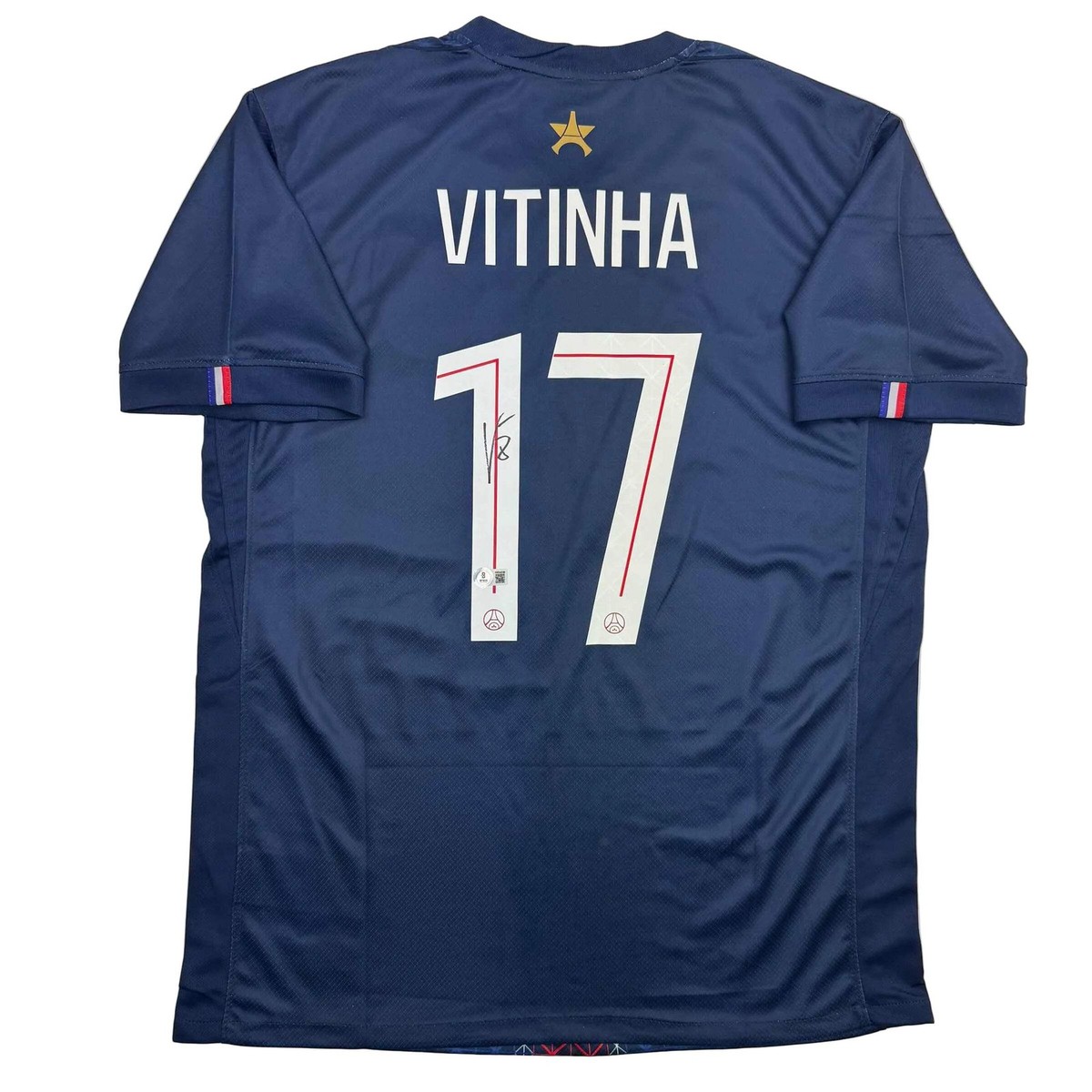 Autographed/Signed Vitinha PSG Paris Saint Germain Blue Jersey