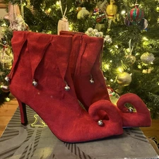 VTG Funtasma RED CHRISTMAS ELF BOOTS W11 with Jingle Bells
