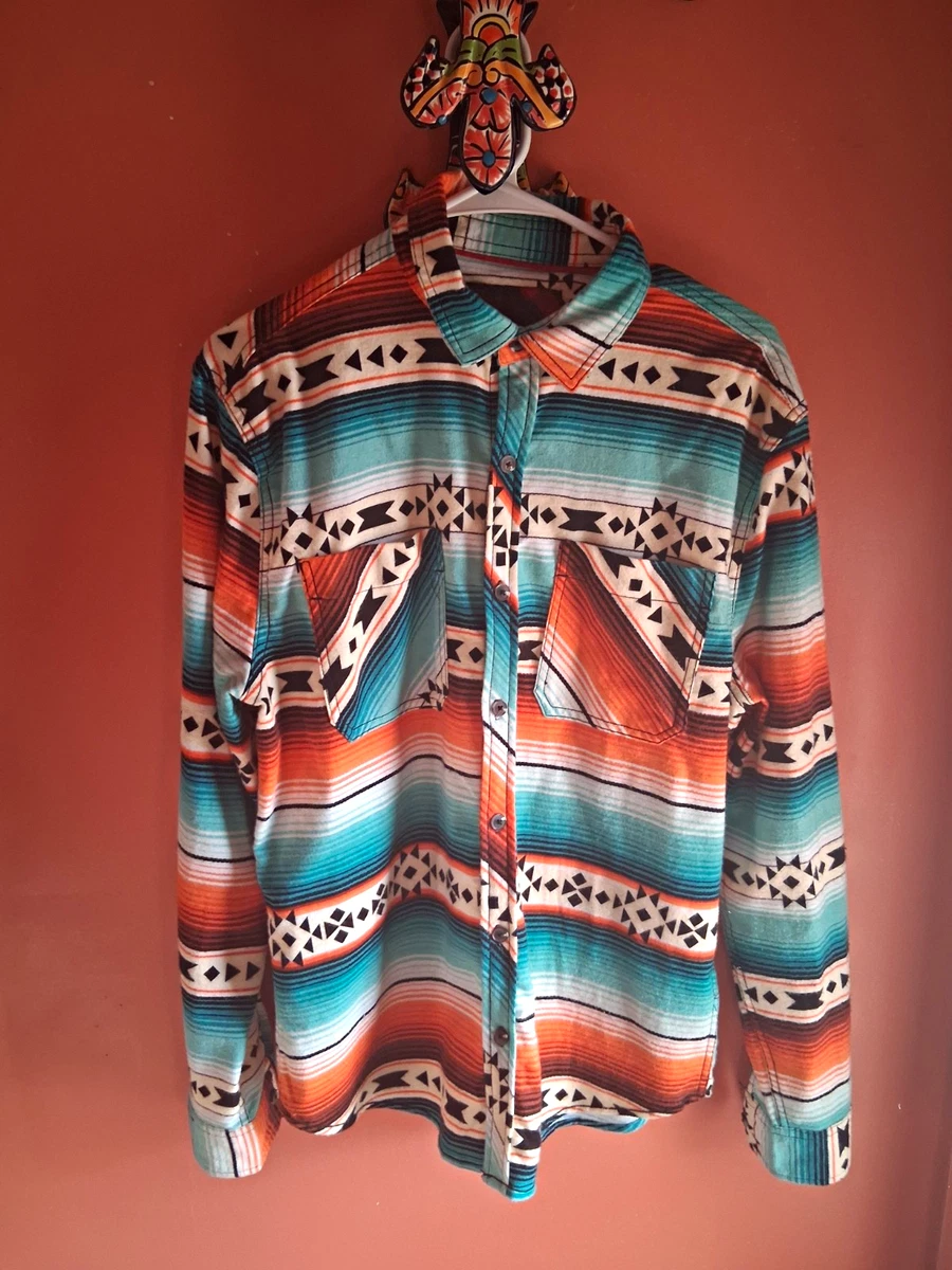 Western Aztec Regular Size Casual Button-Down Shirts for Men for