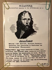 Jesus Christ Wanted Reward Original Vintage Poster PinUp Art Young Black & White