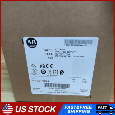 Allen-Bradley PowerFlex 525 25B-D017N104 AC Drive 7.5kw/10HP US STOCK