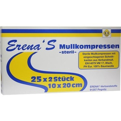 ERENA STERIL Mullkompr.10x20 cm 8fach 25X2 St