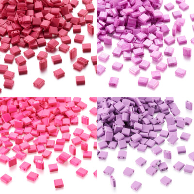 200 Stck. Glas Tila Perlen Rechteck 2 Loch Lose Zwischenring Perlen 5 mm Schmuck Design