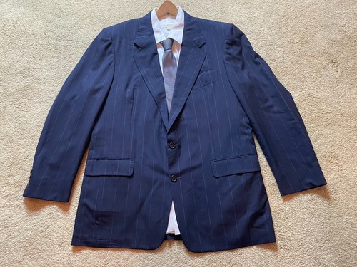 Vintage 60s 70s Hickey Freeman Wool Pinstripe Sport Coat Blazer Suit Jacket 44L - Picture 7 of 8