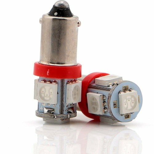 2X Red T11 BA9S 5050 5-SMD LED Bulbs Car Wedge Side Interior Map License Light - Picture 4 of 7