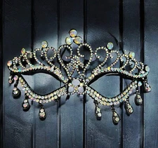 Diamond Crystal Masquerade Mask, Masquerade Wedding, Black Mask, Goddess Mask