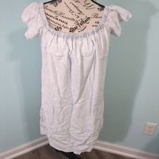 Cloth & Stone Chambray Raw Hem Shift Dress Mini Off Shoulder Fringe Boho medium