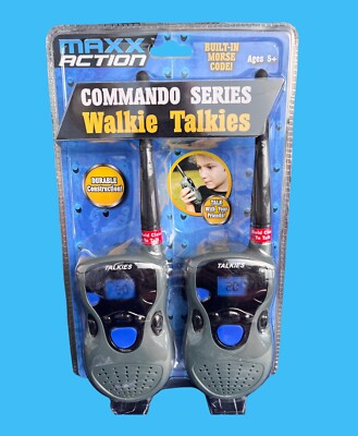  Maxx Action Durable Walkie Talkie Set kids 5+ Camando Series w/ Morse Code -NEW