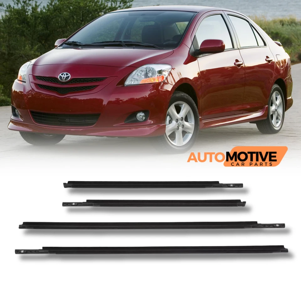 For 2007-2016 Toyota Yaris Sedan Weatherstrip Window Moulding Trim Seal Belt 4pc - Image 2 of 4
