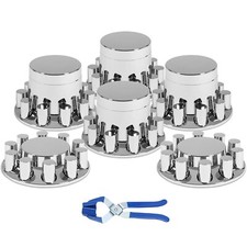 Chrome Abs 33mm Flat Top Axle Cover W Thread-on Lug Nut Covers For Semi Trucks