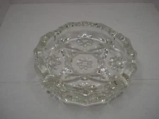 Vintage Ashtray Clear Glass Round 4" 4 cigar  cigarette rest with Scalloped Edge