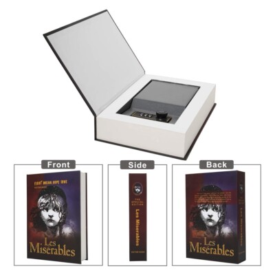 Dictionary Book Safe - Hidden Security Lock Box For Cash & Jewelry (Black, Medium)