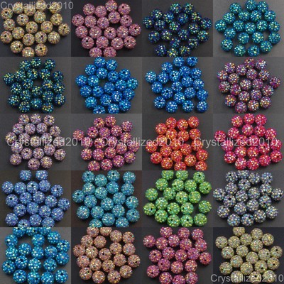Premium Czech Crystal Rhinestones AB Color Pave Clay Round Disco Ball Beads 10mm