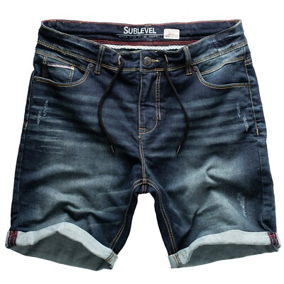 Sublevel Herren Jogging Shorts Freizeit Bermuda kurze Hose Jeans Sweat Denim