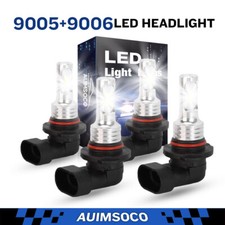 9005 9006 LED Headlights Kit Combo Bulbs High Low Beam Super White Bright 6000K