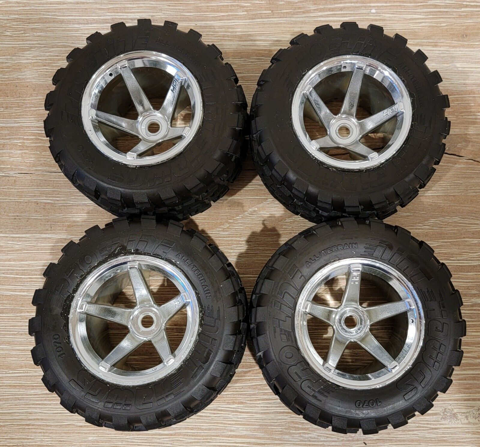 PROLINE Dirt Hawg Tires & HPI Super Star Chrome Wheels - Set of 4, Hex Mount