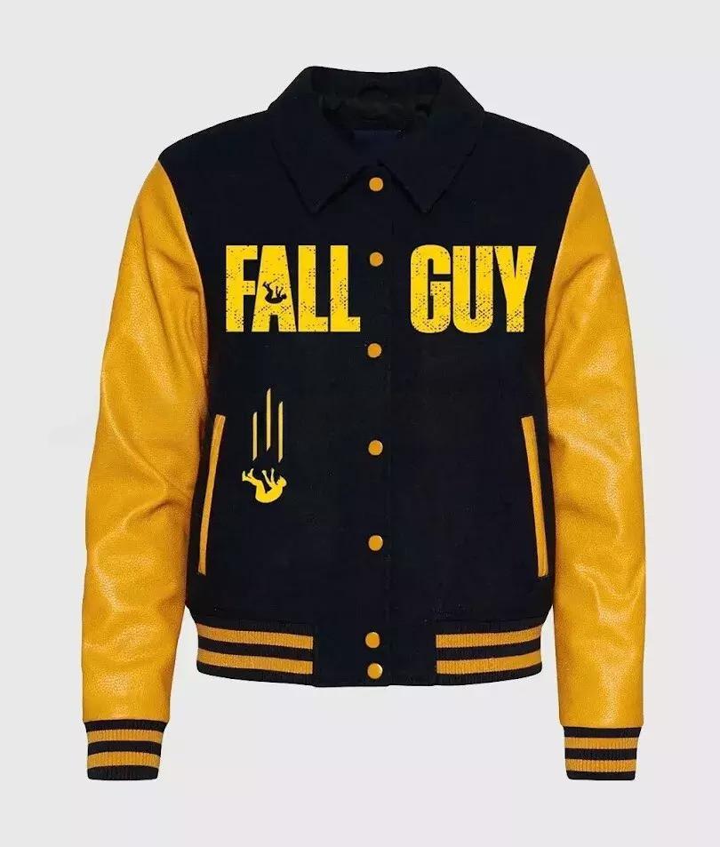 Ryan Gosling The Fall Guy Bomber Varsity Jacket Wool Body Leather Sleeves