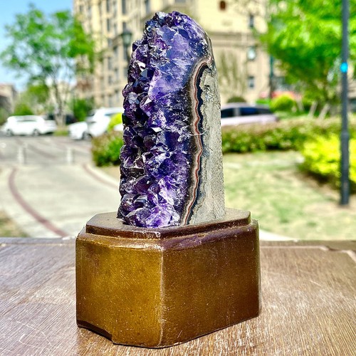 328G Natural Uruguayan Amethyst Quartz Cave Geode Crystal Healing+base - 第 2/12 張圖片