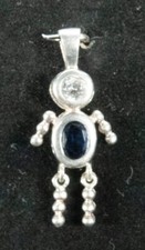 Sterling Silver Boy Birthstone Babies September Charm Pendant 1 1/4"