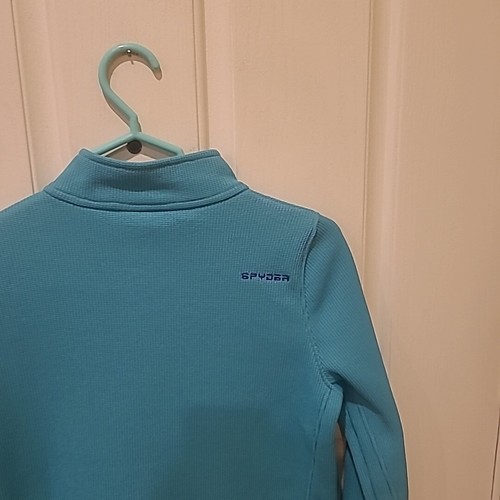 SPYDER Jacket Girls XL 18 Teal Zip Front Waffle Knit Core Jacket - Picture 6 of 8