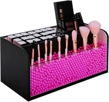 J JACKCUBE DESIGN JackCubeDesign Makeup Organizer with Pink Pearls, Black... 