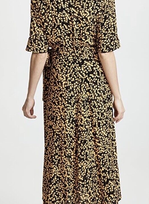 GANNI Dexter goldstone Ruffled Floral-print Crepe Midi Wrap