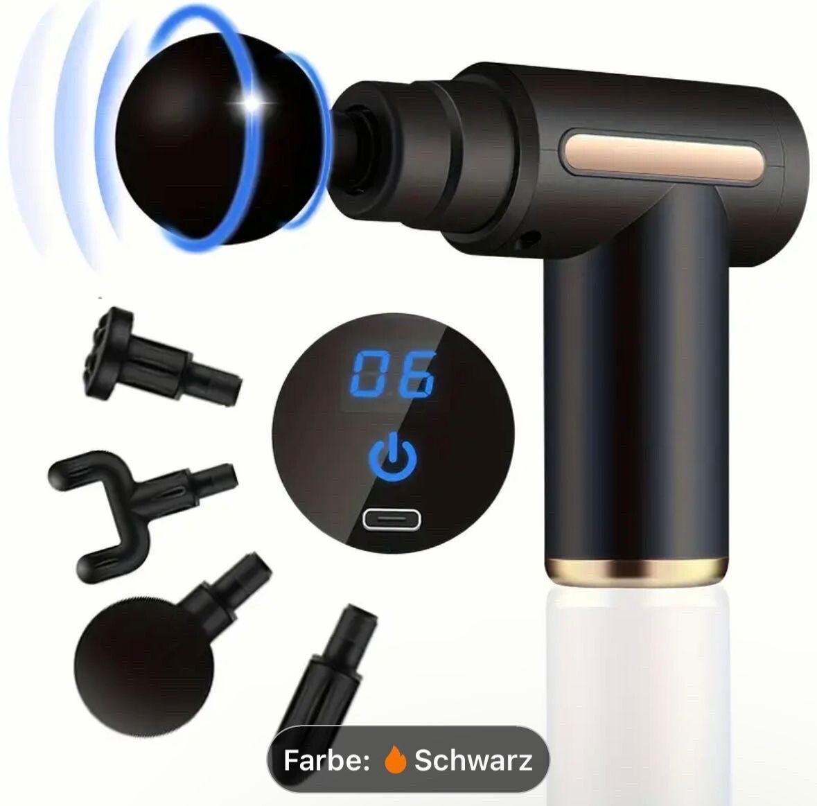 Massagepistol with put ons