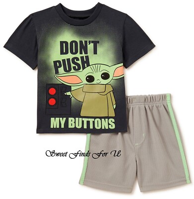 Baby Yoda Boys Size 2T 3T 4T Toddler T Shirt Shorts Set Star Wars Mandalorian 4
