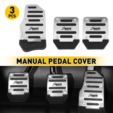 Silver Non Slip Manual Gas Brake Foot Pedal Pad Cover Accessories Kits Universal
