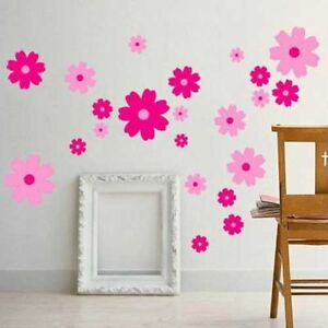 Pink Flowers  Wall  Stickers Art  Decal Girls  Bedroom Decor  