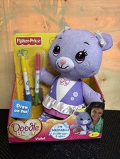 Fisher Price 2012 Doodle Bear 14" Lilac Purple Soft Stuffed Animal Toy Color On