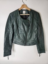 Halogen Womens M 100% genuine Leather Moto Jacket Biker buttery soft short