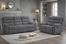 Libra Fabric Recliner Sofa 3+2 Seater Set Grey–3+2 Seater Manual Recliner Sofas