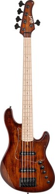 Cort GBFUSION5ABB GB Series Fusion 5 String Bass Guitar. Antique Brown Burst