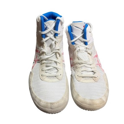 Asics Matcontrol 2 Wrestling Shoes 7.5 White Pink Blue High Top 1081A029