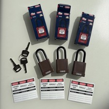 3x ABUS The Safety Lock 74/40 Brown Padlock Keyed Alike Lock Out LOTO VAT Inc