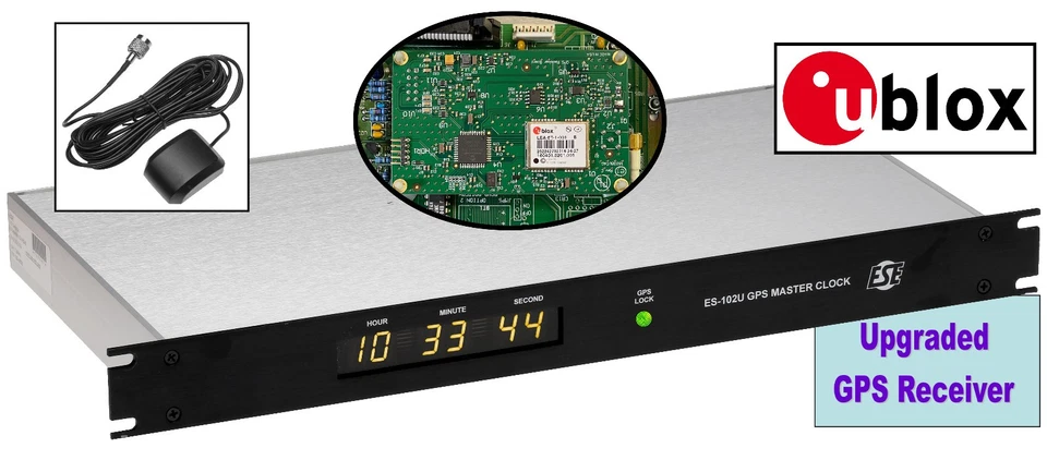 ESE ES-102U ACTUALIZADO ublox GPS SMPTE/EBU TC90 Código de Tiempo LED Reloj Receptor de Hora - Imagen 1 de 4