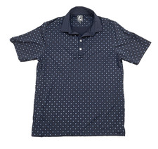 FootJoy Men's Blue Geometric Print Logo Performance Stretch Golf Polo Shirt M